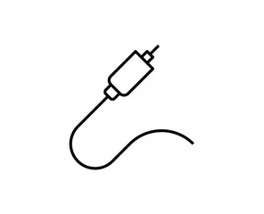 Aux cable vector icon illustration, vector audio jack connector black symbols, black aux cable in white background

