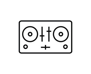 Dj decks icon, dj decks vector icon, dj decks illustration, musical instrument icon, bj decks outline icon in white background, icon for web and print
