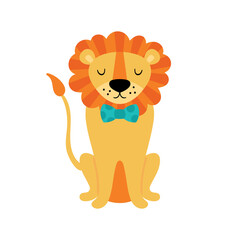Cute lion character design. Childish print for cards, stickers, apparel and nursery decoration
