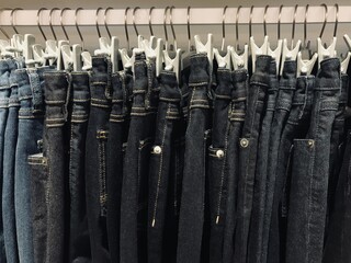 Jeans on the hanger In the mall
