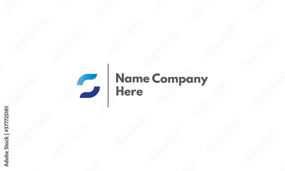 Wall mural vector logo on which the abstract image of the letter s in the form of two brackets.