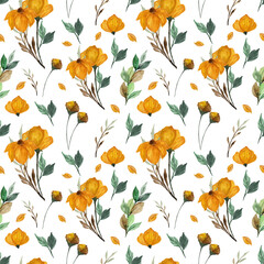 seamless floral pattern with autumn flowers