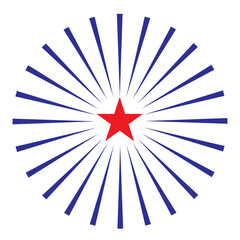 United States flag symbols American  star with rays decorative symbol emblem icon design element.