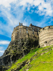 Edinburgh castle in summer. Low perspective during the anual celebrations. 