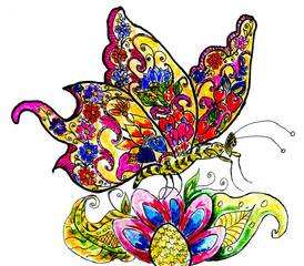 Doodle butterfly art