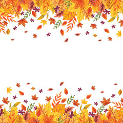 Falling autumn leaves template, vector illustration