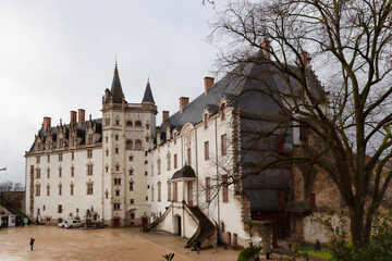 Fototapeta na wymiar Courtyard Castle of the Dukes of Brittany, Nantes, France