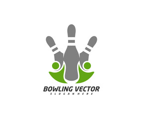 Play Bowling logo template design vector, Illustration, Creative symbol, Icon