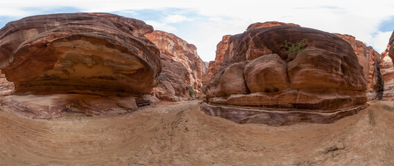 High Resolution 360 Panoramic HDR Images Taken in Petra (Wadi Mousa) and it's most famous historical landmarks, Suitable for AR VR or creating textures for desert environment