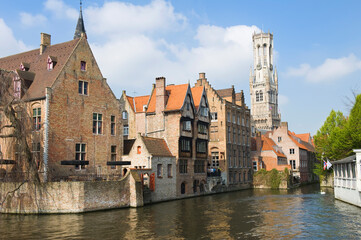 Fototapeta na wymiar Rozenhoedkaai, Historic centre of Bruges, Belgium, Unesco World Heritage Site.