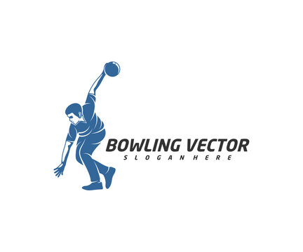 Player Bowling logo template design vector, Illustration, Creative symbol, Icon