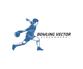 Fototapeta na wymiar Player Bowling logo template design vector, Illustration, Creative symbol, Icon