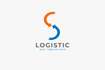 Initial S Logo, letter S from two arrow combination, suitable for logistic company, flat design logo template vector illustration