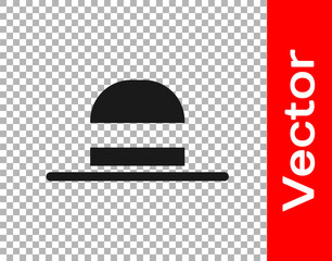 Black Elegant women hat icon isolated on transparent background. Vector.
