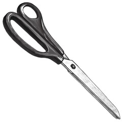 Hand drawn scissors on white background. Digital illustration of working tool.