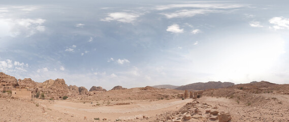 High Resolution 360 Panoramic HDR Images Taken in Petra (Wadi Mousa) and it's most famous historical landmarks, Suitable for AR VR or creating textures for desert environment