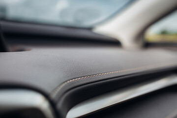 Modern supercar leather panel close up