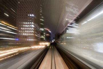 Fototapeta na wymiar Blurred Lights from Subway, Tokyo, Japan