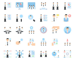 Human Resources Management Icons Vector , People, Business, Teamwork