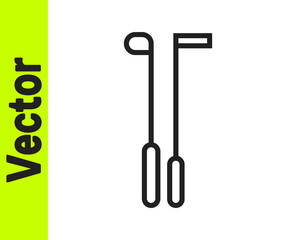 Black line Golf club icon isolated on white background. Vector Illustration.