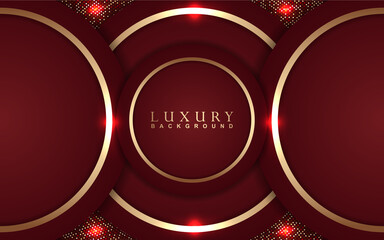 Luxury background design red and golden element decoration. Elegant paper art shape vector layout template for use cover magazine, poster, flyer, invitation, product packaging, web banner, card