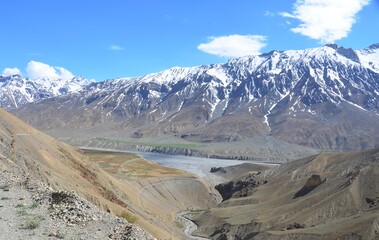 landscape with snow and mountains