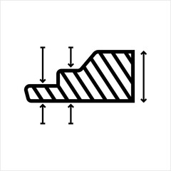 Thickness Icon, Measurement Of The Distance Between The Opposite Sides Of Something