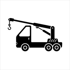 Fototapeta na wymiar Crane Truck Icon, Crane Mounted On Truck, Towing Service Truck