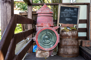 Fototapeta na wymiar vintage signal nautical lantern red