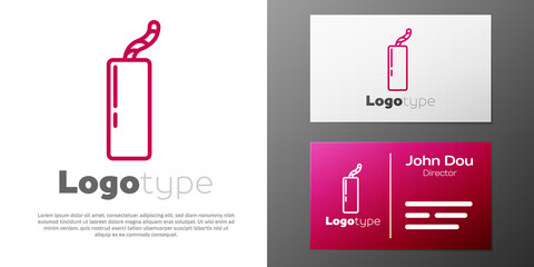 Logotype line Detonate dynamite bomb stick and timer clock icon isolated on white background. Time bomb - explosion danger concept. Logo design template element. Vector.