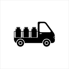 Milk Van Icon, Milk Can Distribution Vehicle Icon