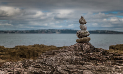 Pebble stack on a rock