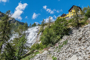 The very high and beautiful waterfall of the Toce in Formazza Valley