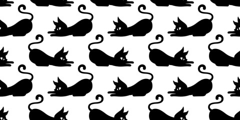 cat seamless pattern Halloween kitten vector calico cartoon repeat wallpaper scarf isolated tile background character doodle illustration design