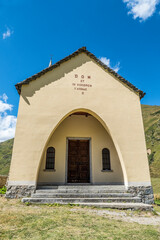 beautiful little catholic church on top of a hill in the mountains in Formazza Valley