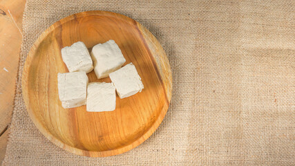 tahu (Tofu) is a popular traditional Indonesian food, and is made from vegetable ingredients - top view