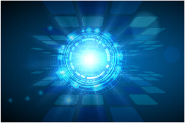 Vector illustration white gear wheel on circuit board, Hi-tech digital technology and engineering, digital telecoms technology concept, Abstract futuristic- technology on blue color background