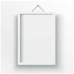 Blank billboard panel indoor vector, white poster on a wall, Vector floodlights. Scene. Light effects. Podium, Wall with picture. Vector illustration.