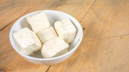 tahu (Tofu) is a popular traditional Indonesian food, and is made from vegetable ingredients - top view