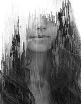 Portrait combined with a digital illustration