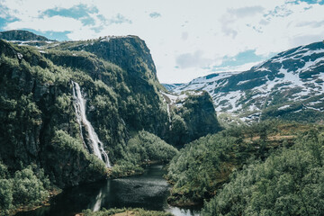 Waterfall in the norwegian mountains