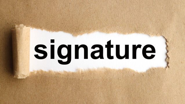 signature. text on torn paper on white backing
