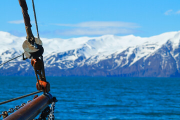 Sailing boat in the arctic sea