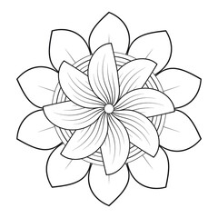 A Printable Doodle flowers in monochrome for coloring page, cover, wedding invitation, greeting card, wall art isolated on white background. Hand drawn sketch for adult anti stress coloring page.