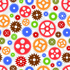 Seamless pattern with colorful gears.
