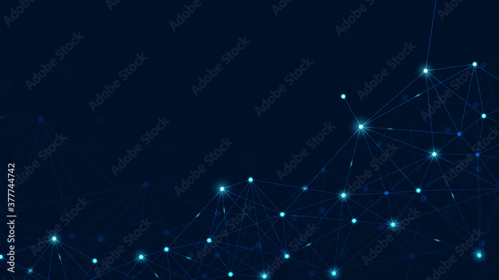 Wall mural Abstract plexus technology futuristic network with blue background wallpaper. Vector illustration