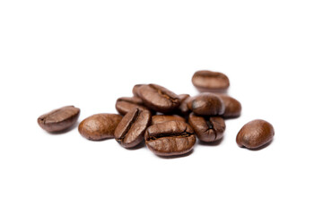 Roasted coffee beans isolated on white background