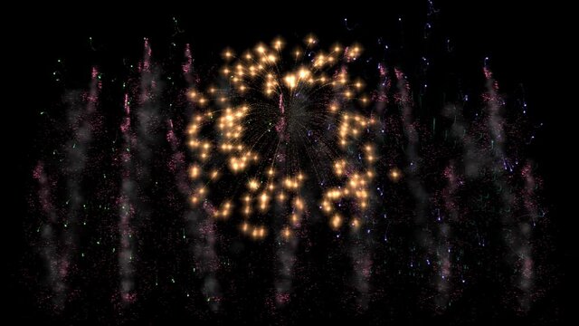 Fireworks on black sky background.
Loopable stock video.
Luma Matte attached stock video.