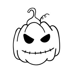 Halloween pumpkin on white background. Happy Halloween holiday. Vector illustrasion.