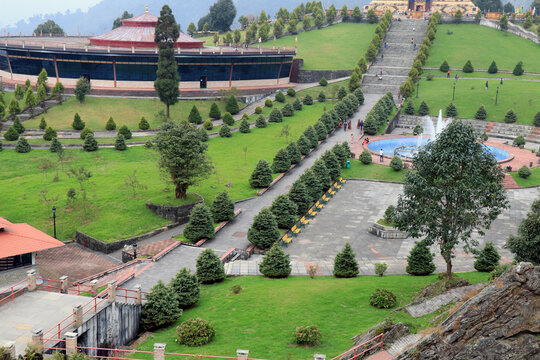 Buddha Park of Ravangla. Beautiful huge statue of Lord Buddha, at Rabangla, Sikkim, India. Gautam Buddha statue in the Buddha Park of Ravangla in Sikkim. Outdoor decoration of  Buddha Park in Sikkim.